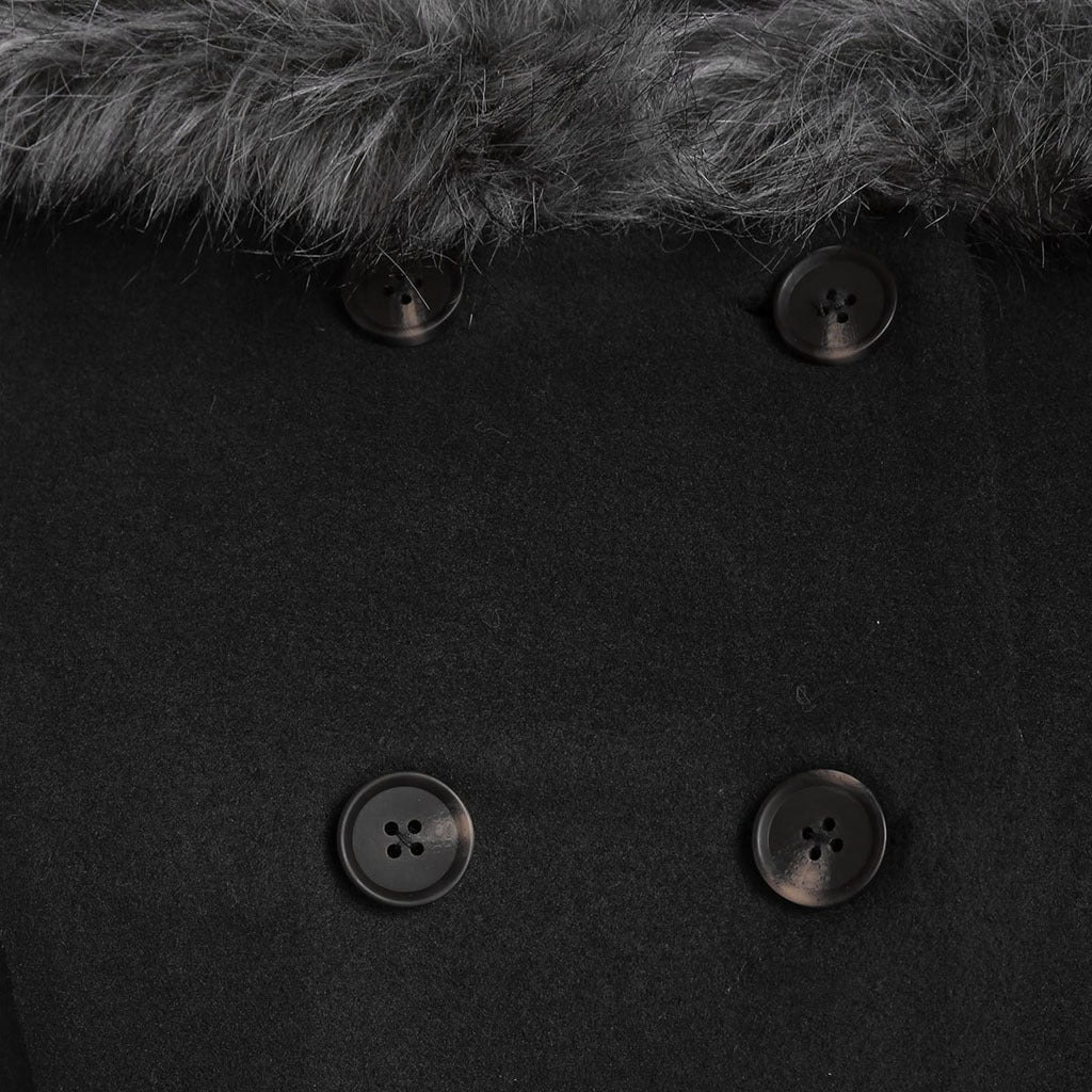 Femme Manteau Croisé à Capuche en Fourrure pour l’Hiver
