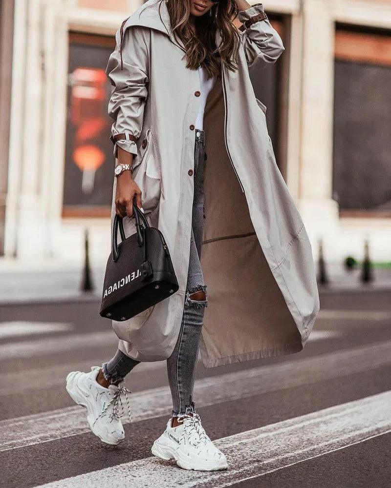 Manteau Long Imperméable Léger pour Femme – Style Printanier Chic