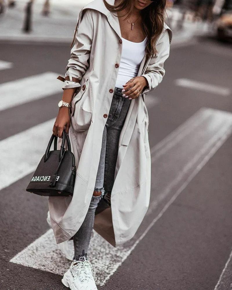 Manteau Long Imperméable Léger pour Femme – Style Printanier Chic