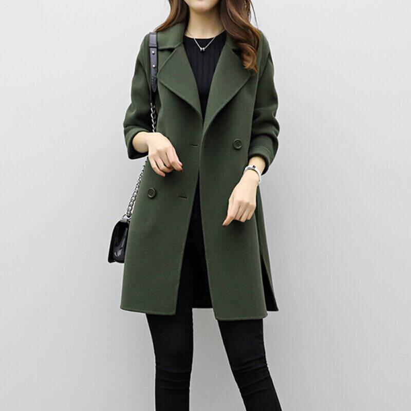 Femme Manteau Long Élégant à Coupe Tailleur