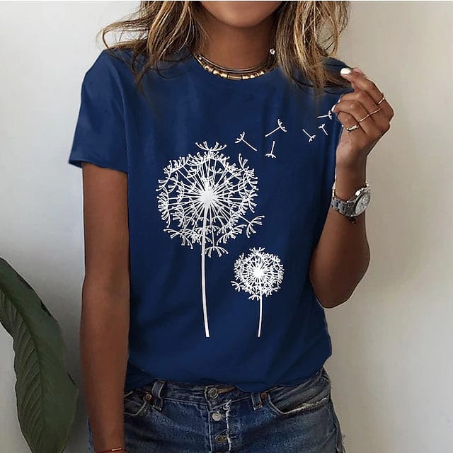 Women's T-shirt Estival en Coton – Coupe Féminine – Imprimé Pissenlit Délicat