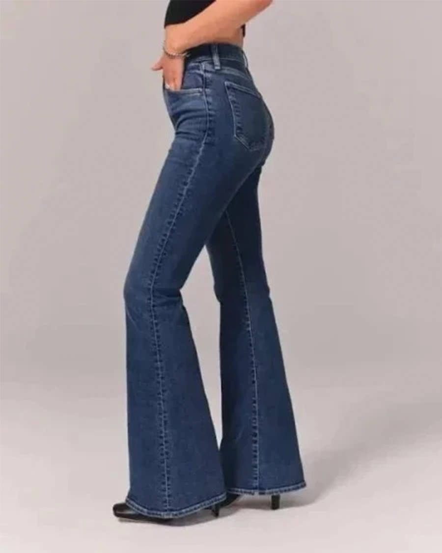 Jean évasé taille haute pour femme