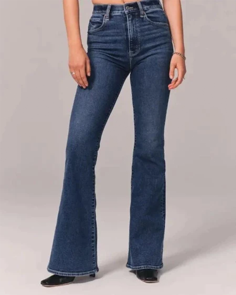 Jean évasé taille haute pour femme