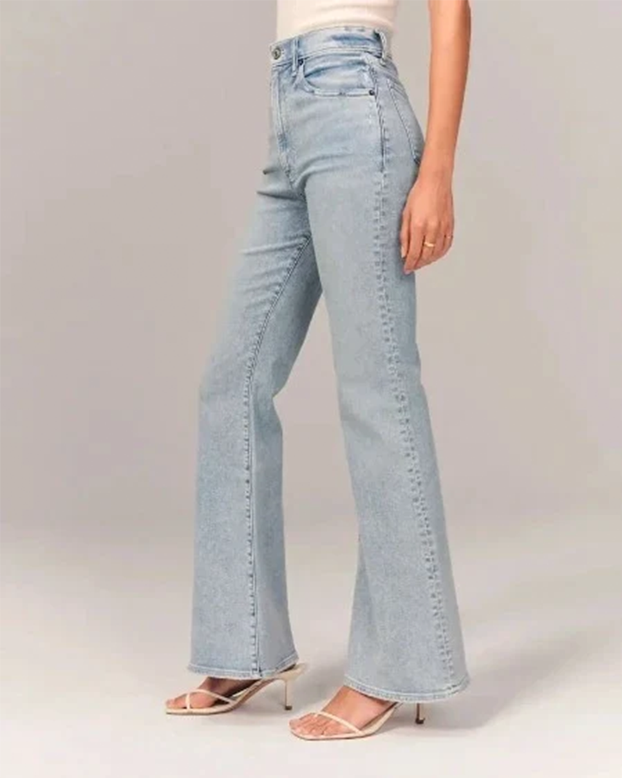 Jean évasé taille haute pour femme