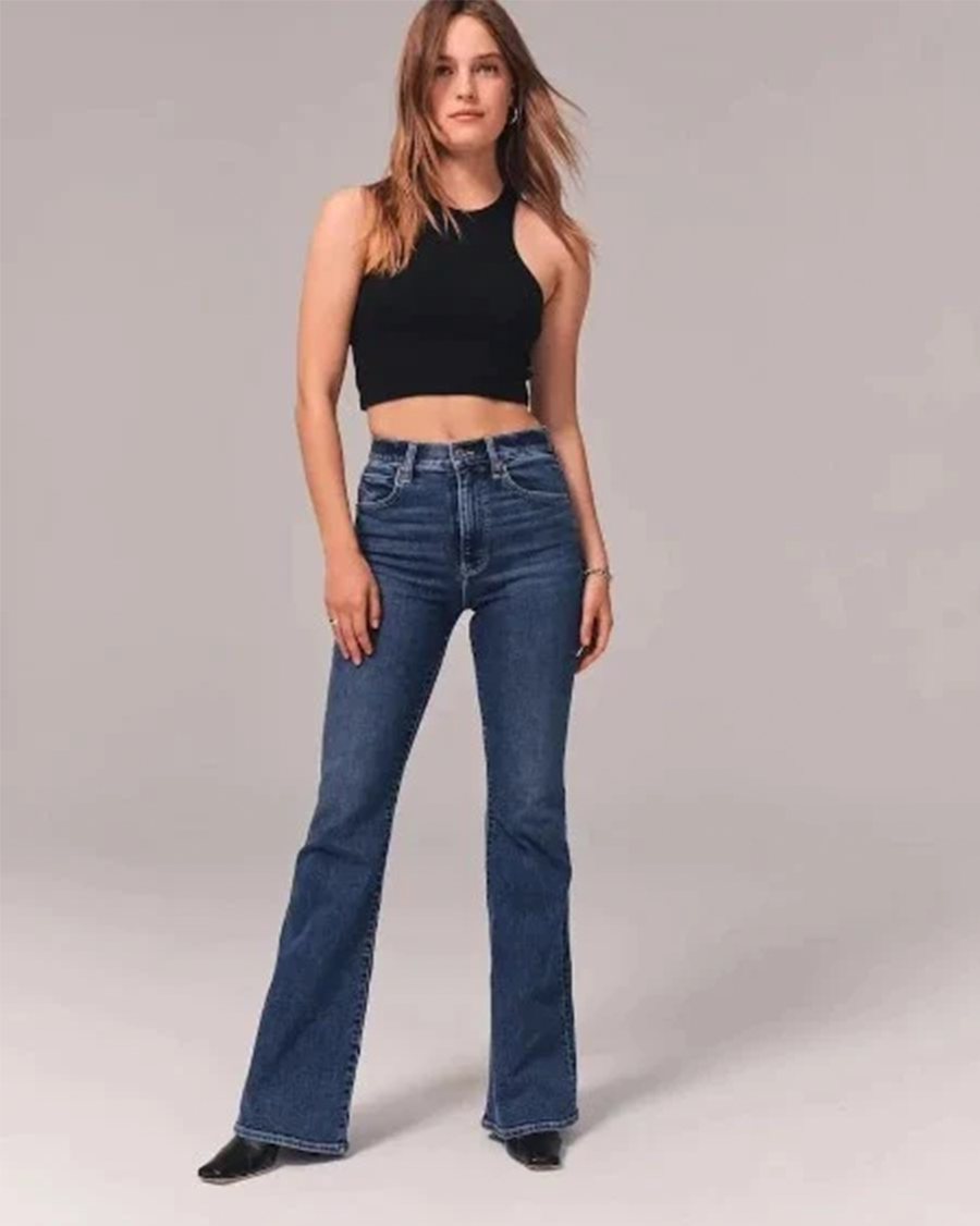 Jean évasé taille haute pour femme