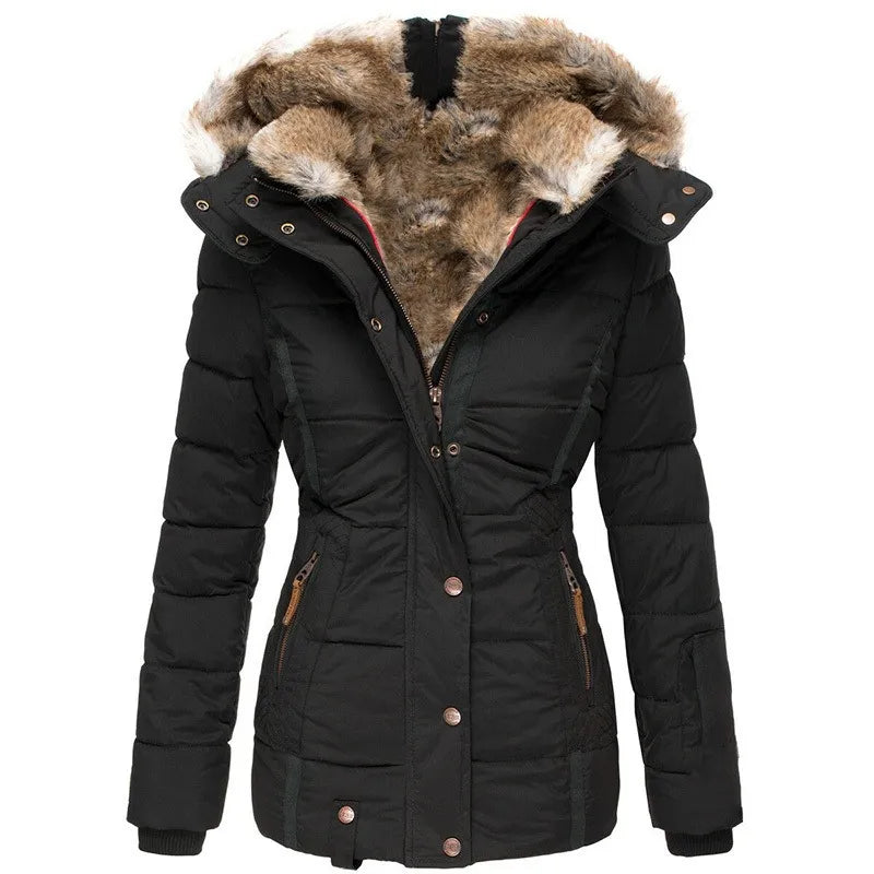 Femme Manteau Long Élégant à Capuche et Manches Longues