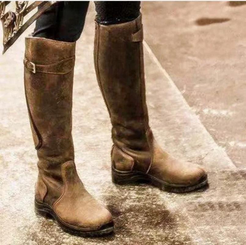 Women's Bottes d’Hiver Hautes en Cuir Imperméable