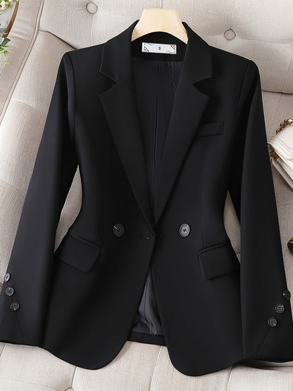 Women's Elegant Suit Jacket with One Button Closure