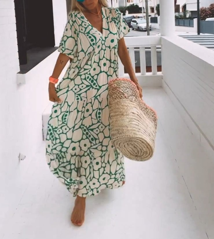 Women's Summer Print Flowy Midi Dress