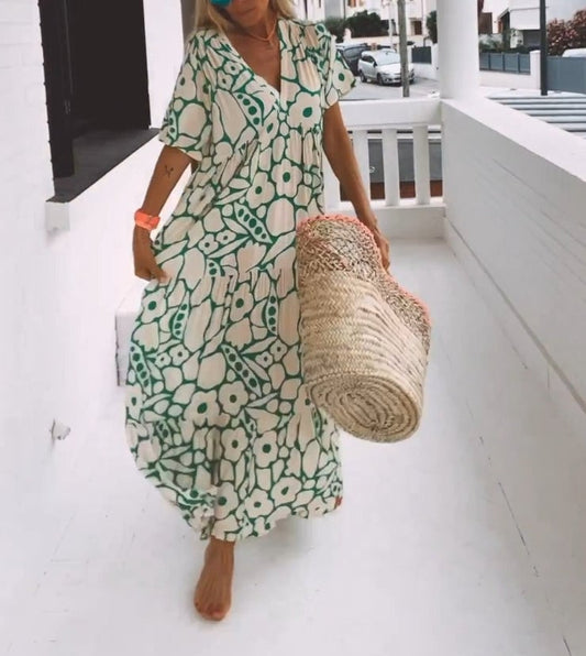 Women's Summer Print Flowy Midi Dress