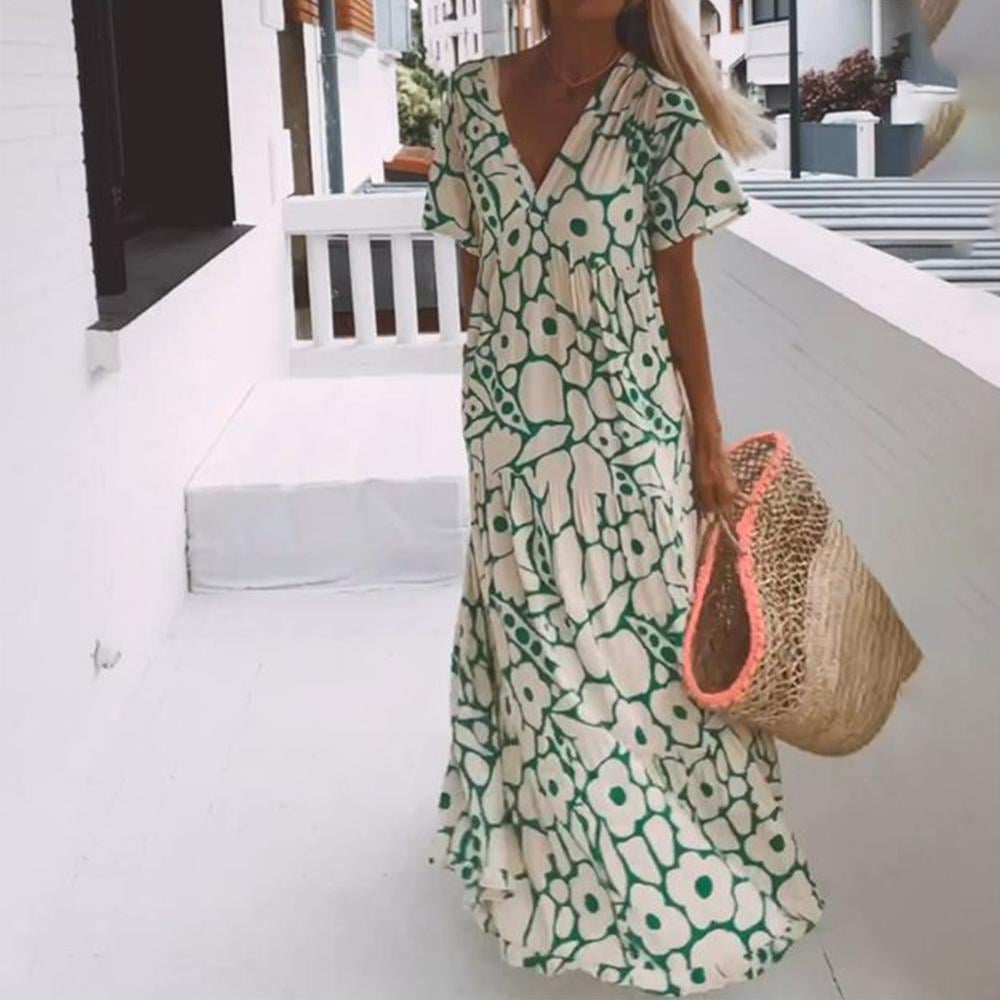 Women's Summer Print Flowy Midi Dress