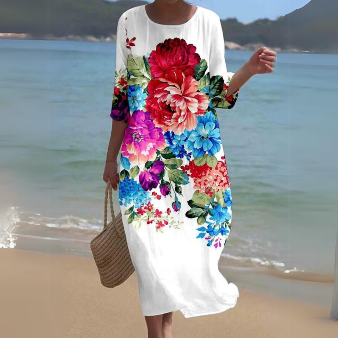 Sophie Robe Midi Élégante Fluid Toute Saison