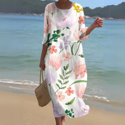Sophie Robe Midi Élégante Fluid Toute Saison