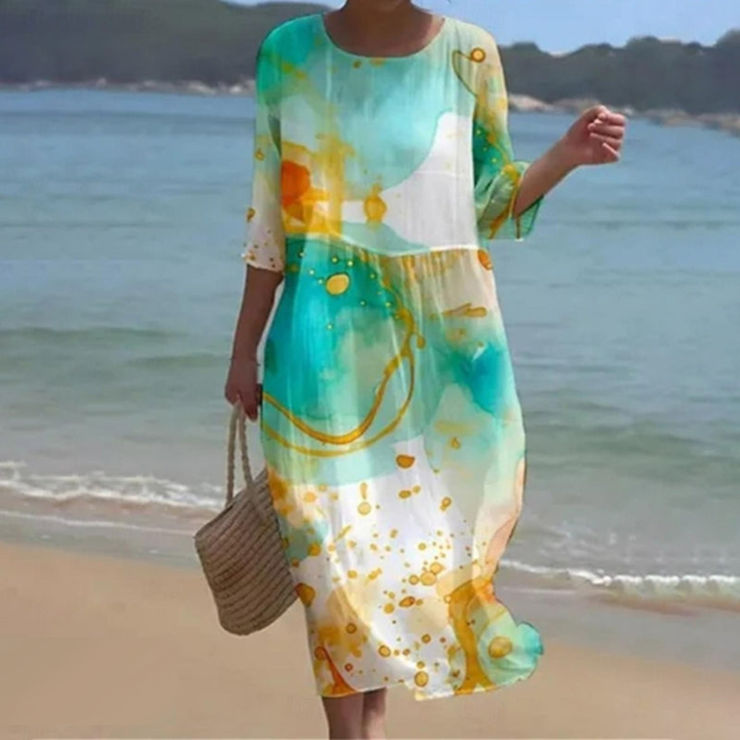 Sophie Robe Midi Élégante Fluid Toute Saison