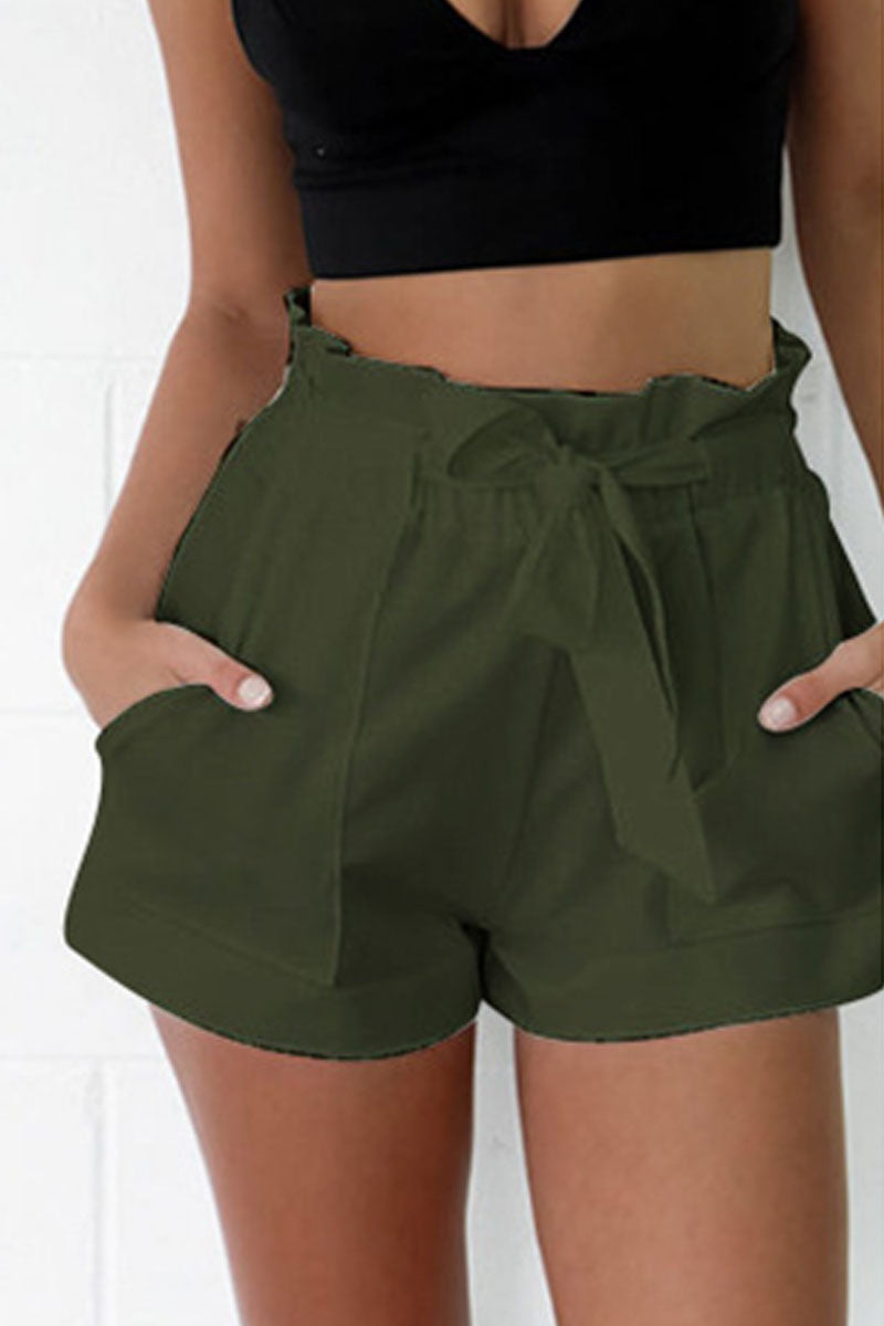 Short Décontracté Uni pour Femme – Coupe Fluide avec Ceinture
