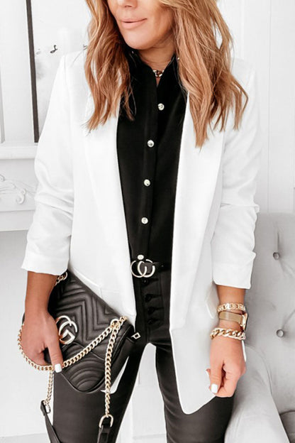 Women's Refined Blazer with Modern Crossover Collar