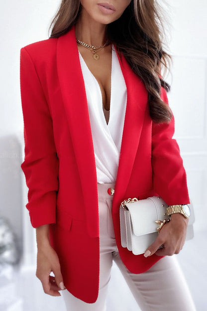Women's Refined Blazer with Modern Crossover Collar