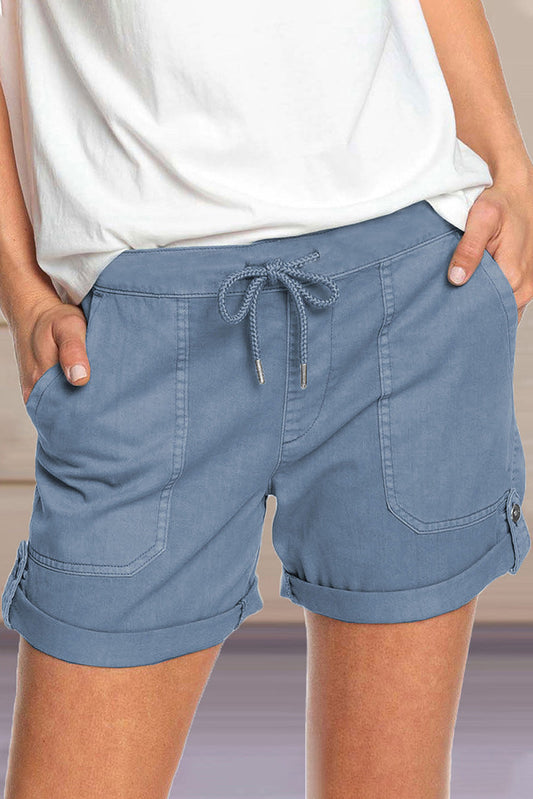 Short Décontracté pour Femme – Taille Cordon et Ourlet Revers
