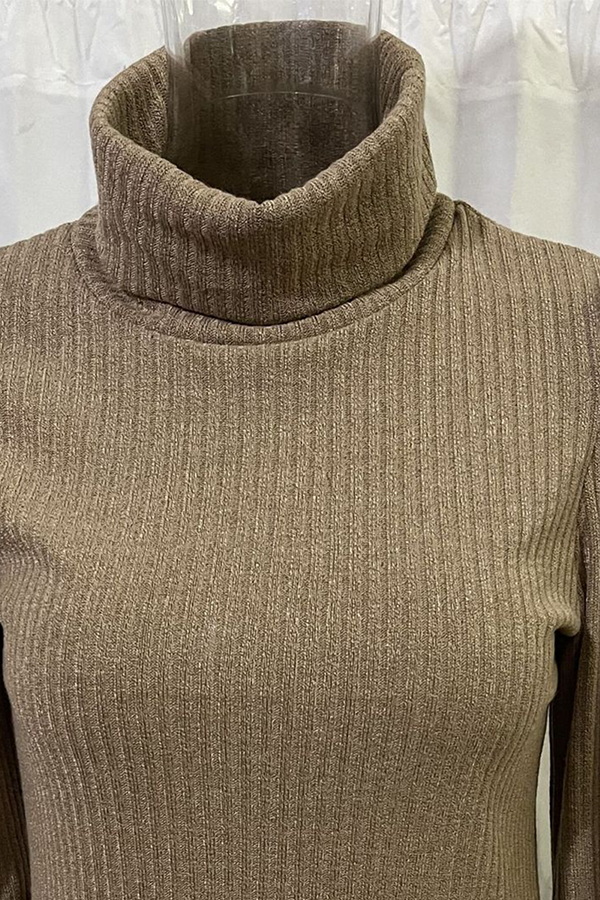 Top Femme Manches Longues à Col Roulé – Coupe Ajustée et Style Intemporel