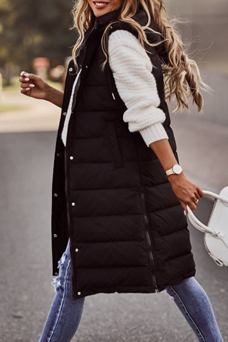 Gilet Zippé à Col Mandarin Coupe Classique pour Femme