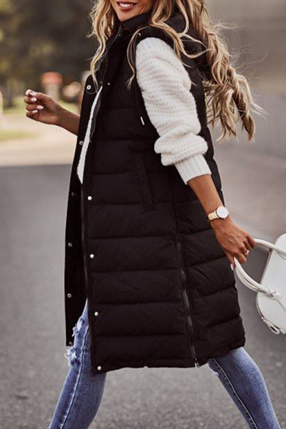 Gilet Zippé à Col Mandarin Coupe Classique pour Femme