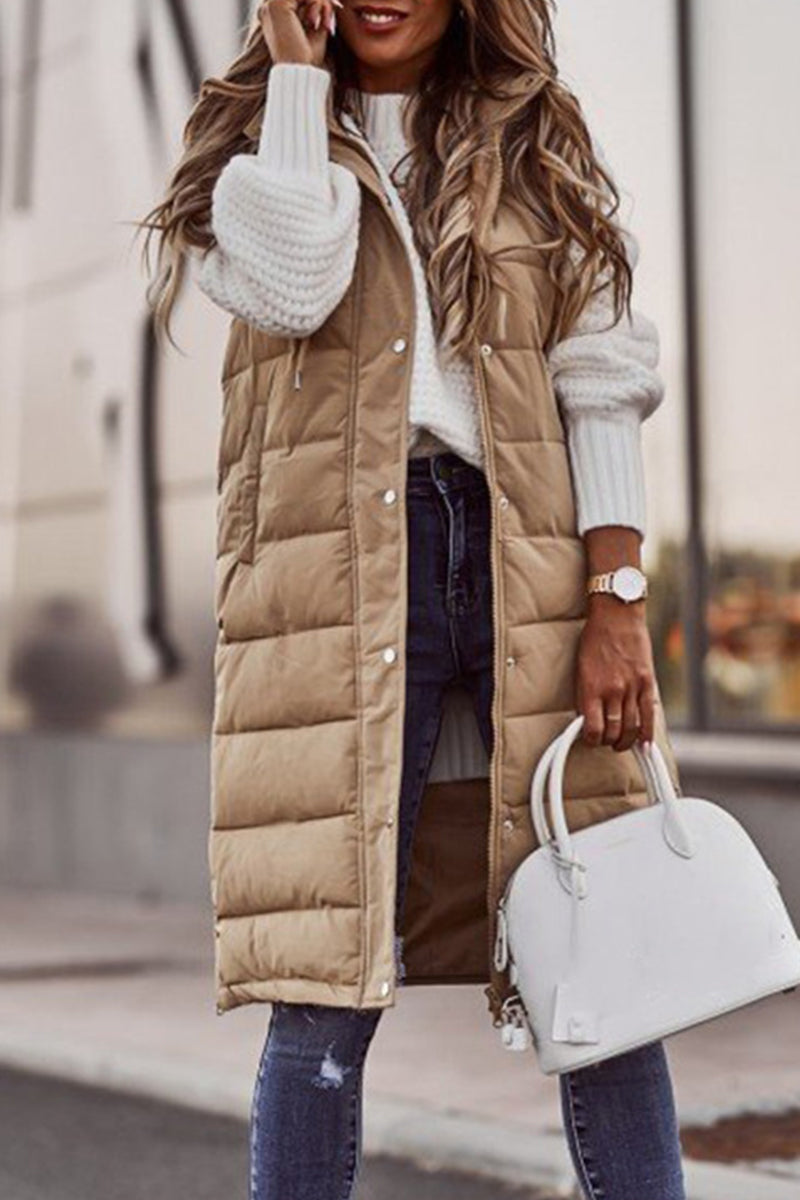 Gilet Zippé à Col Mandarin Coupe Classique pour Femme