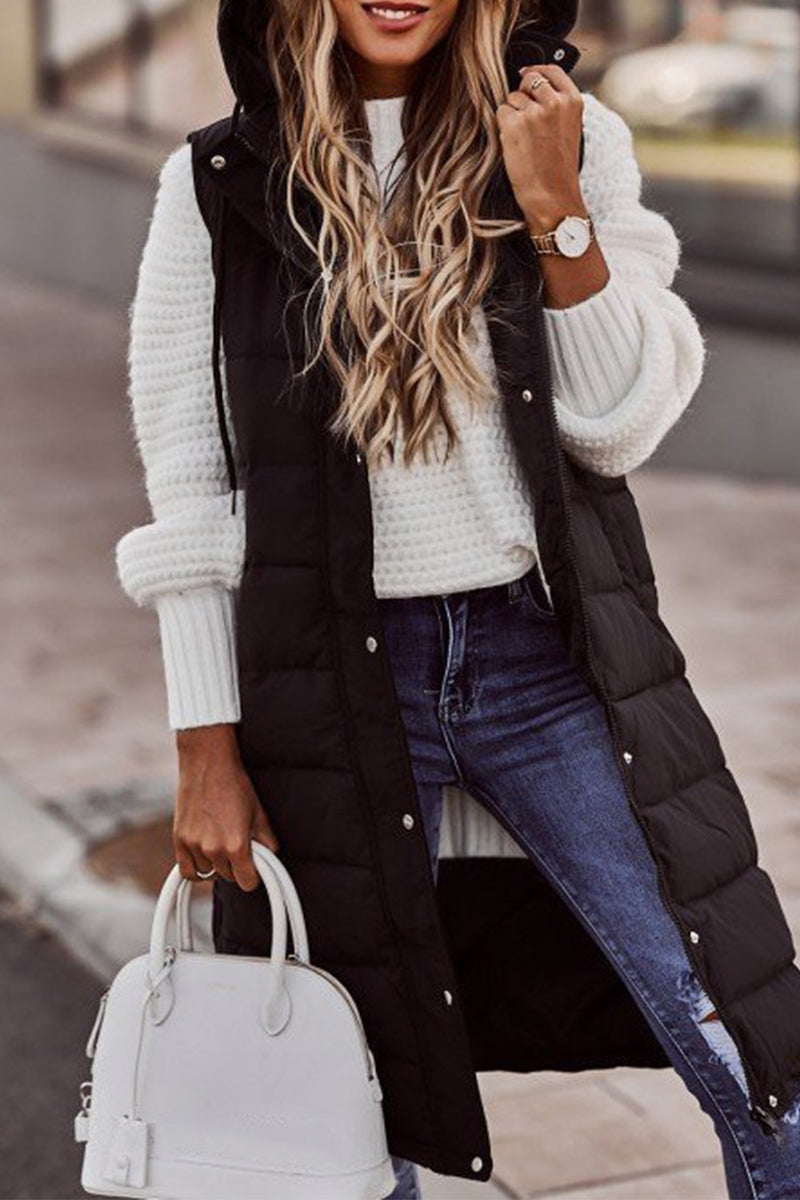Gilet Zippé à Col Mandarin Coupe Classique pour Femme