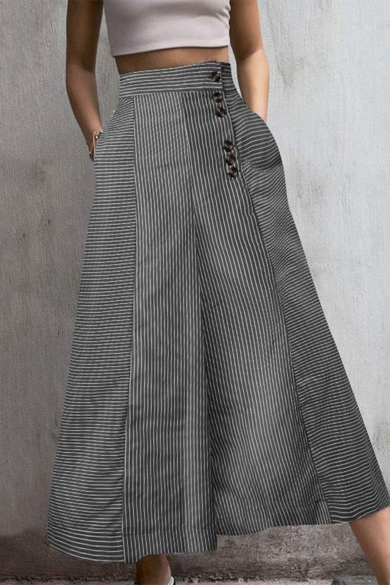 Pantalon culotte taille haute à rayures et jambes larges