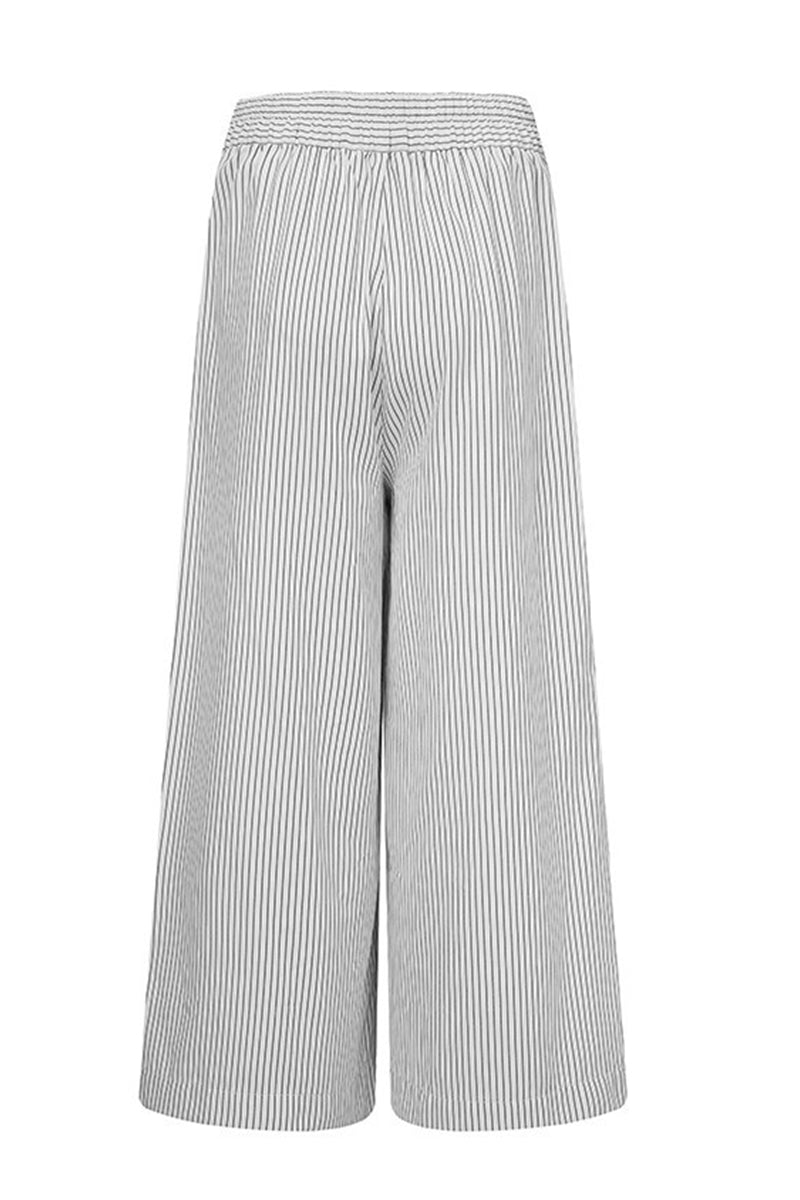Pantalon culotte taille haute à rayures et jambes larges