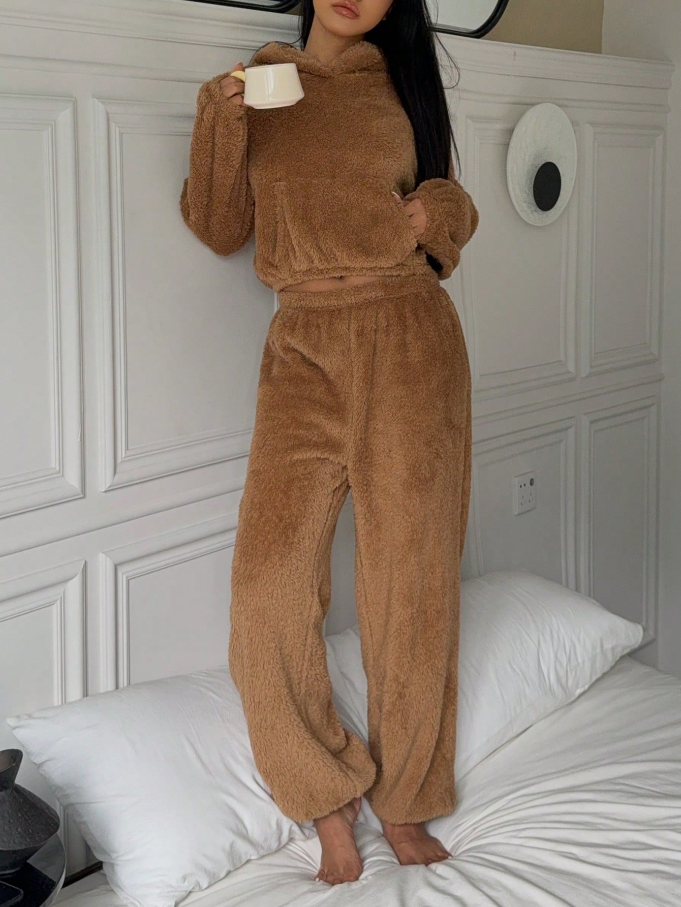 Women’s EzWear Teddy Plush Jumpsuit - Cozy Fleece Hooded Loungewear