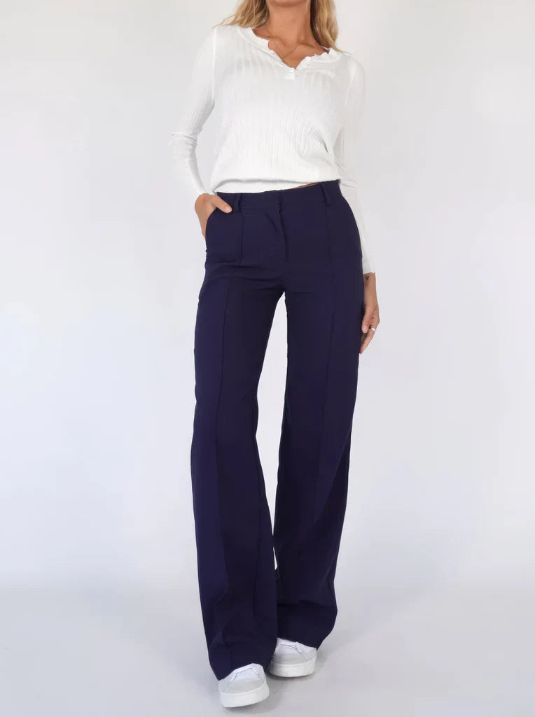 Élina – Pantalon Élégant à Jambe Large