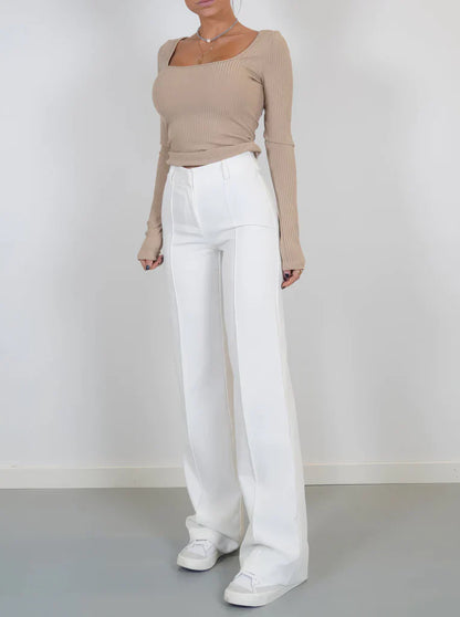 Élina – Pantalon Élégant à Jambe Large