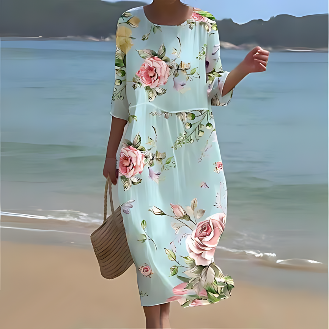 Sophie Robe Midi Élégante Fluid Toute Saison