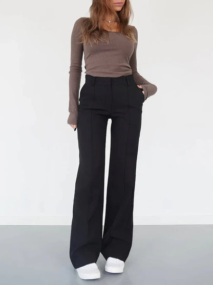 Élina – Pantalon Élégant à Jambe Large