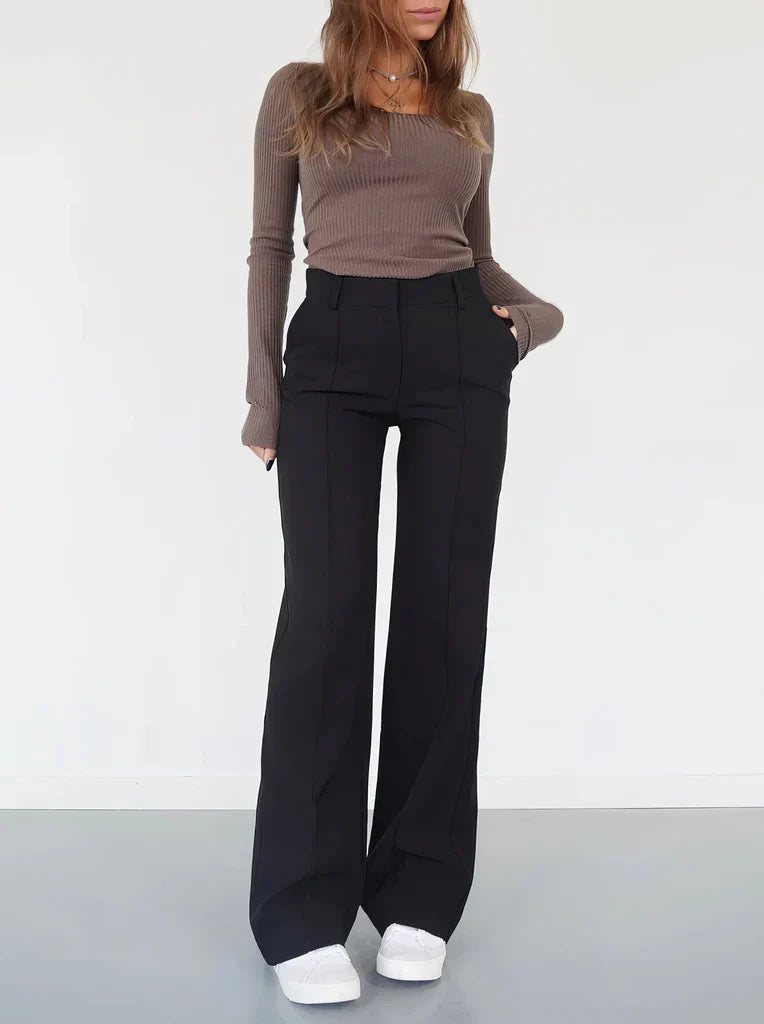 Élina – Pantalon Élégant à Jambe Large