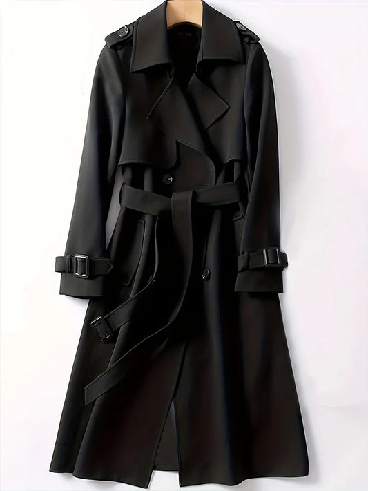Trench à Double Boutonnage avec Ceinture pour Femmes, Coupe Ample