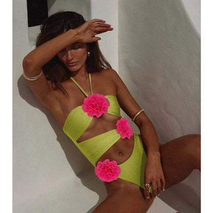 Women's Floral One Piece Swimsuit with Elegant Cutouts