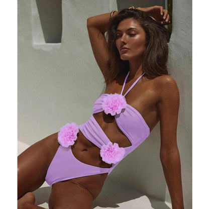 Women's Floral One Piece Swimsuit with Elegant Cutouts