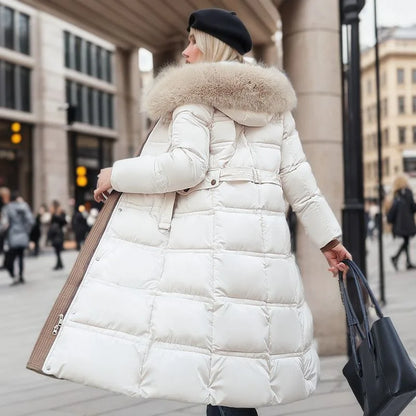 Femme Parka Longue Décontractée et Luxueuse pour l’Hiver