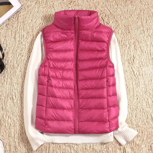 Doudoune Sans Manches Ultralégère à Garnissage en Duvet pour Femme