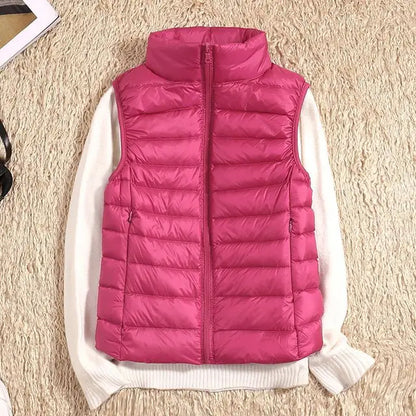 Doudoune Sans Manches Ultralégère à Garnissage en Duvet pour Femme