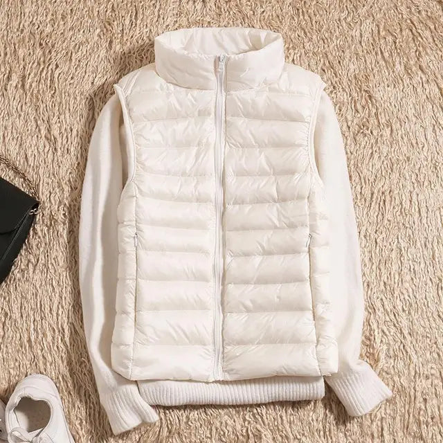 Doudoune Sans Manches Ultralégère à Garnissage en Duvet pour Femme