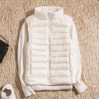 Doudoune Sans Manches Ultralégère à Garnissage en Duvet pour Femme