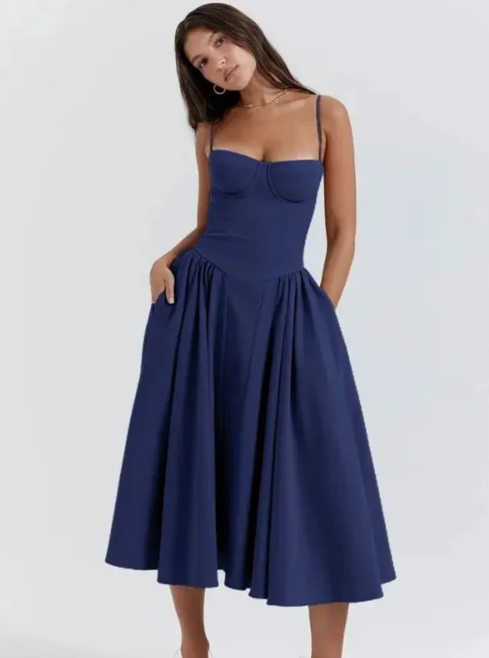 Women's Robe d’Été Légère à Col V – Coupe Fluide Décontractée