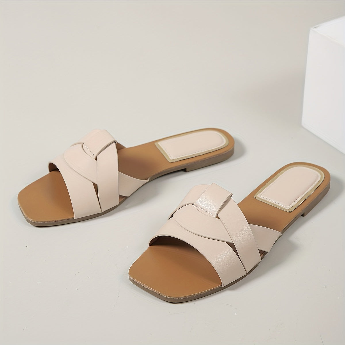 Sandales Plates à Bout Carré pour Femmes – Brides PU pour l’Été
