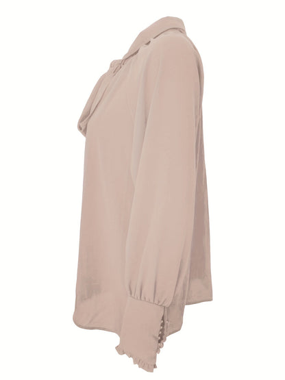 Blouse Femme Élégante – Nœud au Col et Manches Bouffantes