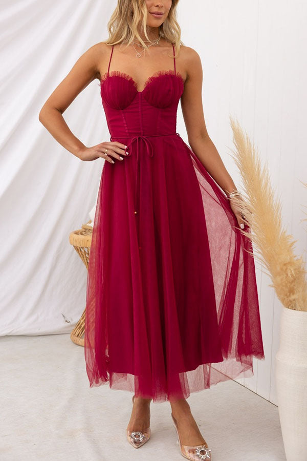 Femme Évasée en Mousseline Légère avec Encolure Ronde et Sans Manches - V-Neck - Sleeveless - Lightweight Fabric