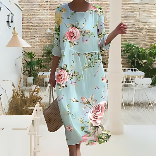Sophie Robe Midi Élégante Fluide Toute Saison