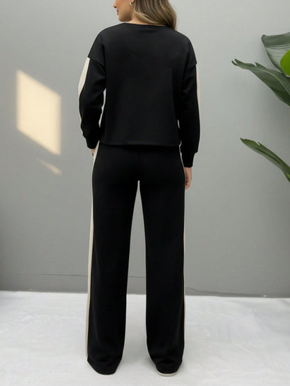 Women’s black two-piece loungewear set with heart patch top Nushes 