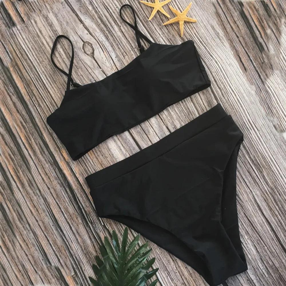 Women's 2-Piece High-Waisted Sculpting Swimsuit with Cups